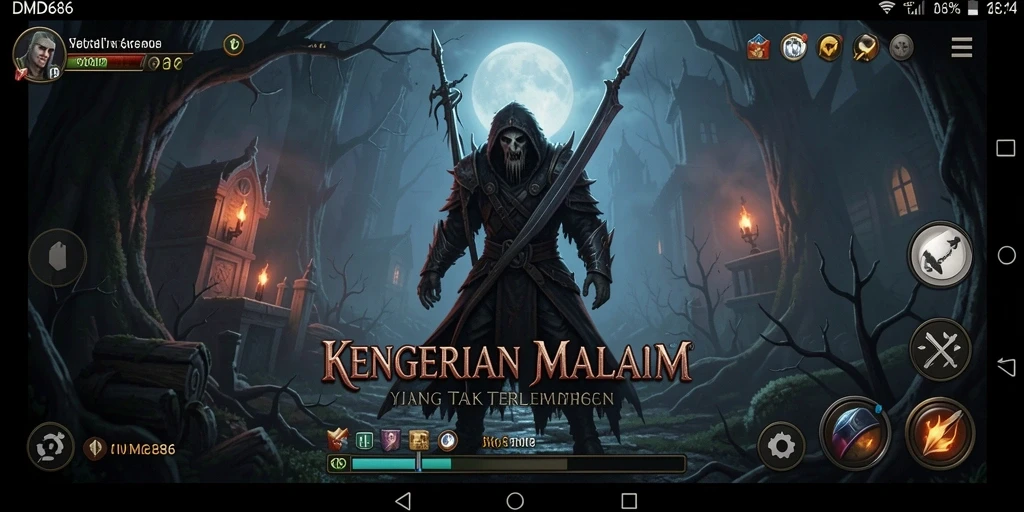 Tangkapan layar menampilkan momen menegangkan gameplay DMD686 di kegelapan.