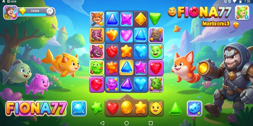 Tampilan gameplay FIONA77 yang penuh warna dan dinamis.