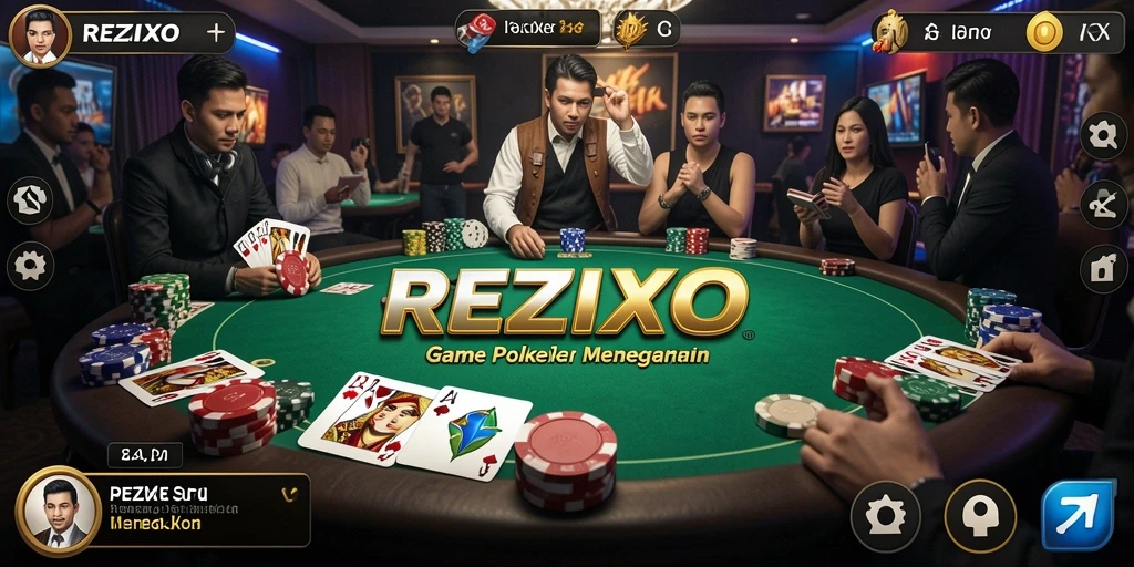 Tampilan gameplay REZIXO yang seru dalam permainan Poker.
